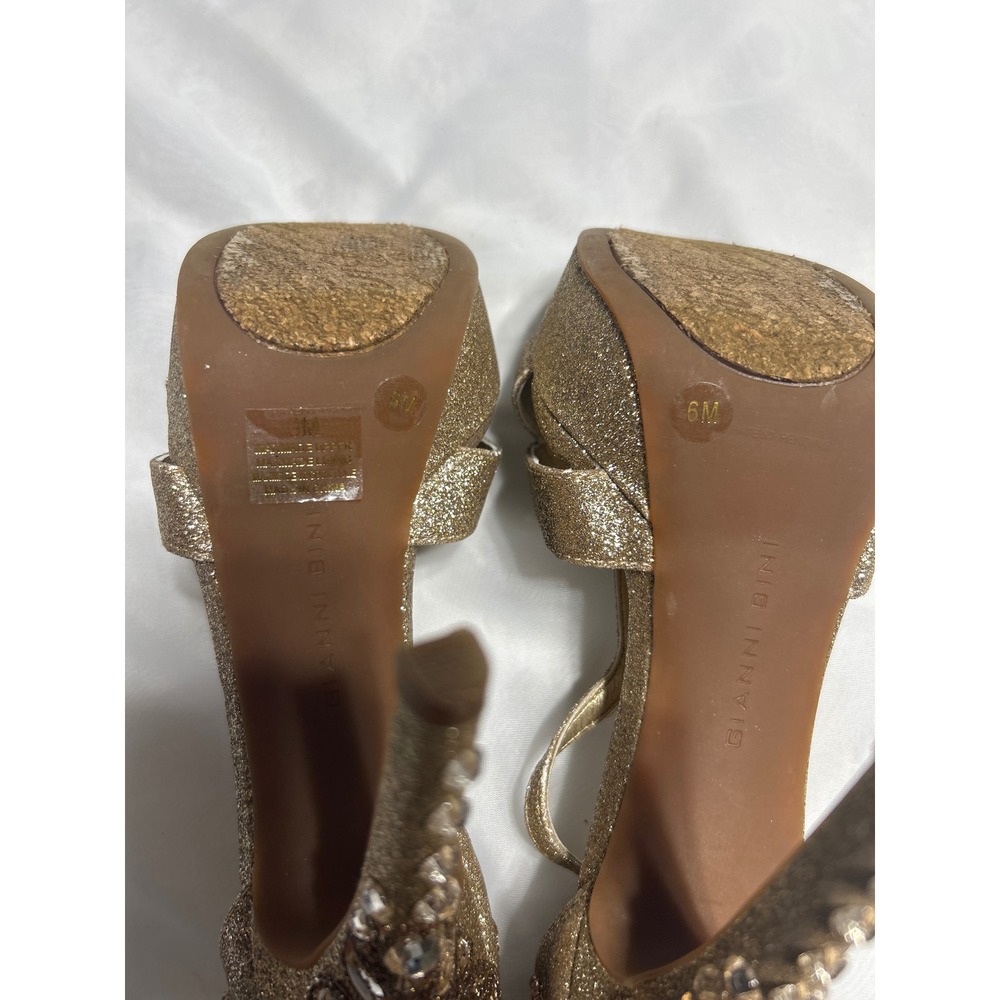 Gianni Bini Gold Glitter Jeweled Heels Platform Stiletto Party Shoes Size 6M - Picture 7 of 8